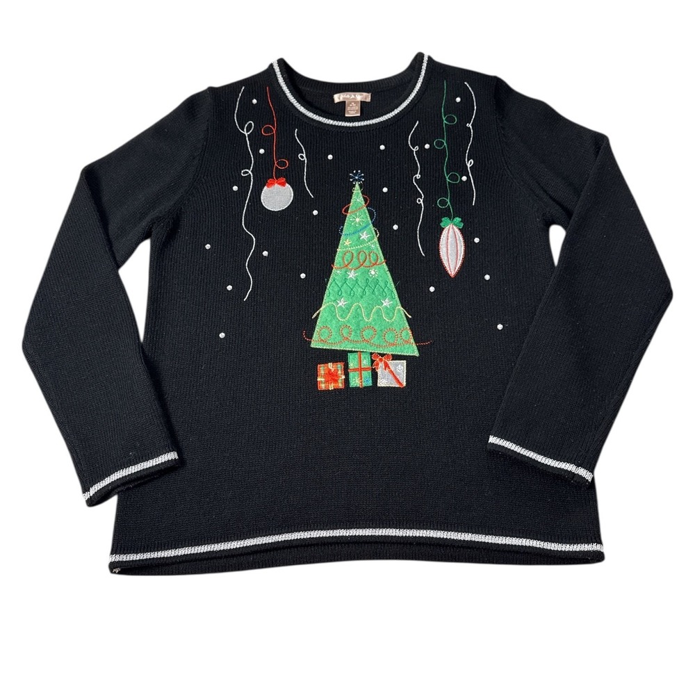 White Stag Kids Ugly Knit Cozy Christmas Sweater Black Size‎ M 8-10 Cozy Festive